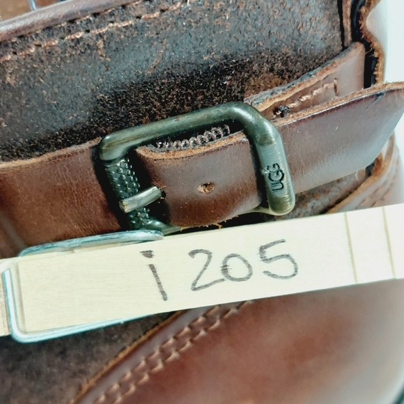 UGG Brown Leather Slip On Buckle Detail Side Zipper Ankle Riding Booties I205 - Picture 13 of 13